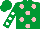 Silk - Emerald green, pink spots, white spots on sleeves