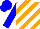 Silk - Orange and white diagonal stripes, blue sleeves and cap