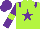 Silk - Lime, purple star and epaulettes, purple sleeves, lime armlets, purple cap