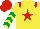 Silk - Yellow, red star, red epaulets, emerald green chevrons on sleeves, red cap