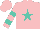 Silk - Pink, turquoise star, turquoise bars on sleeves
