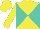 Silk - Yellow and turquoise diagonal quarters, yellow sleeves