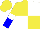 Silk - YELLOW and WHITE (quartered), YELLOW sleeves, WHITE armlets, YELLOW and BLUE halved cap