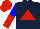 Silk - Dark blue, red triangle, blue and red halved sleeves,  red cap