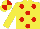 Silk - Yellow, red dots, yellow and red  quartered cap