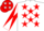 Silk - White, Red stars, diabolo on sleeves