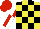 Silk - Yellow and black blocks, red and white quartered sleeves, red cap