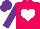 Silk - Fuchsia, white heart, purple sleeves, purple cap