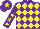 Silk - Purple and yellow diamonds, purple sleeves, yellow stars, purple cap, yellow star