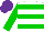 Silk - White body, green hooped, green arms, purple cap