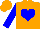 Silk - Orange, blue heart, blue sleeves