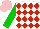 Silk - White, red diamonds, green sleeves, pink cap