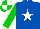 Silk - Royal blue, white star, green sleeves, green and white quartered cap