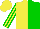Silk - Yellow and green halves, green stripes on yellow sleeves, yellow cap