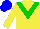 Silk - Yellow body, big-green chevron, yellow arms, blue cap