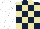 Silk - Dark blue and beige check, white sleeves and cap
