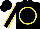 Silk - Black, yellow circle, 'white horse emblem', yellow seams on sleeves