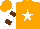 Silk - Orange, white star, white and brown hooped sleeves