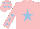 Silk - pink, light blue star, light blue stars on sleeves and cap