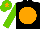 Silk - Black, orange disc, light green sleeves, light green cap, orange star