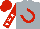 Silk - Silver, red horseshoe, white stars on red sleeves, red cap