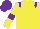 Silk - yellow, purple epaulettes, purple armbands and cap