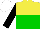 Silk - yellow and green halved horizontally, black sleeves, white cap