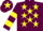Silk - Maroon, Yellow stars, hooped sleeves and star on cap