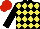 Silk - BLACK and YELLOW diamonds, BLACK sleeves, RED cap