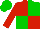 Silk - Red body, green-light quartered, red arms, green-light cap