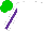 Silk - White, white diamonds on purple stripe on sleeves, green cap