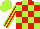 Silk - Lime green, red check, lime green stripes on red sleeves, lime green cap