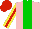 Silk - Pink, green stripe, yellow sleeves with red stripe, cyan cap