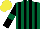 Silk - Dark green, black stripes and sleeves with dark green armband, yellow cap
