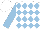 Silk - White, light blue diamonds, light blue sleeves, white cap