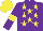 Silk - Purple, yellow stars, yellow armlets, mustard cap