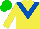 Silk - Yellow, royal blue chevron, green cap