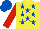 Silk - Yellow, royal blue stars, red sleeves, royal blue cap