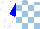 Silk - Light blue and white blocks, blue and white halved sleeves and cap
