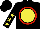 Silk - Black, red circle, yellow ball, yellow stars on sleeves