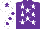 Silk - Purple, white stars, white sleeves, purple spots, white cap, purple star