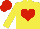 Silk - Yellow, red  heart, red cap