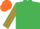 Silk - Emerald Green, Orange striped sleeves, Orange cap