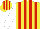 Silk - Yellow, red stripes, white sleeves, yellow and red striped cap