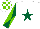 Silk - White, dark green star, dark green and light green diabolo on sleeves, check cap