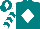 Silk - Teal,white diamond, teal chevrons on white sleeves, white diamond on cap