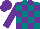 Silk - Teal and purple blocks, purple sleeves, purple cap