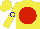 Silk - Yellow, red disc, blue circle on sleeves