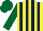Silk - Yellow and dark blue stripes, dark green sleeves and cap