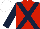 Silk - Red, dark blue cross sashes, dark blue sleeves, white cap